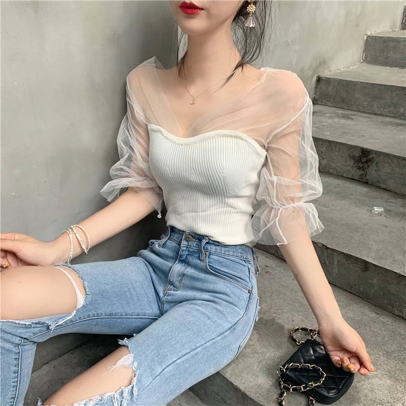 Áo Thun Tay Ngắn Trễ Vai Dáng Ôm Phong Cách Hong Kong Thời Trang Mùa Hè Cho Nữ
