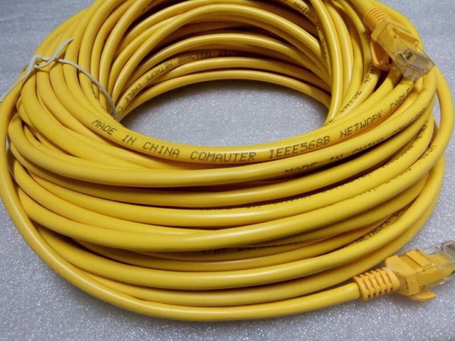 Cáp mạng bấm sẵn 30m vàng cat 5e