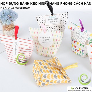 HỘP GIẤY ĐỰNG BÁNH KẸO QUÀ TẶNG HÌNH THANG IN HỌA TIẾT PHONG CÁCH HÀN QUỐC ĐƠN GIẢN SANG TRỌNG HBK-0103