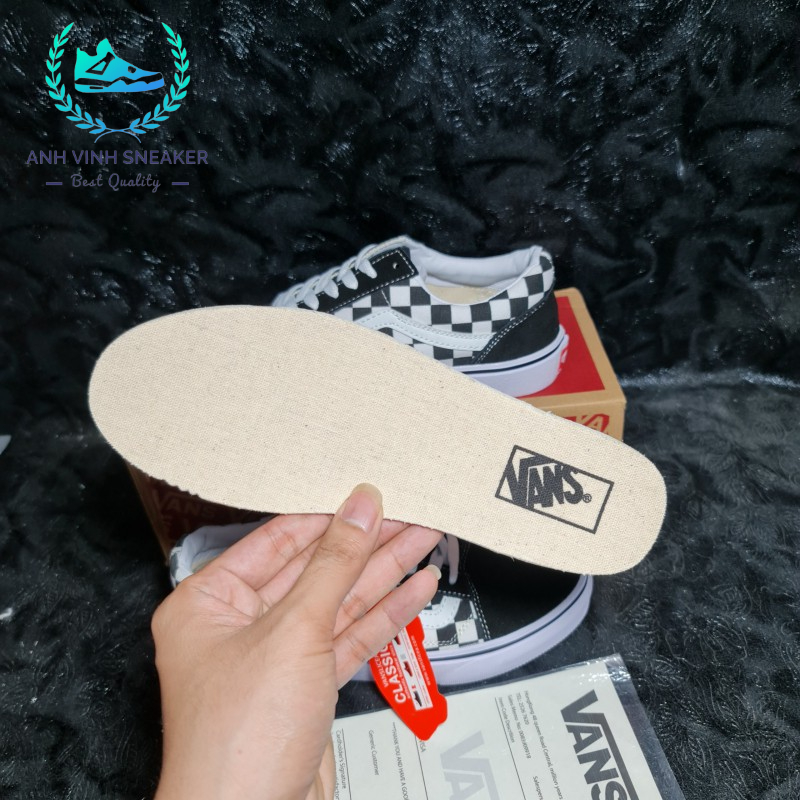 Giày vans caro nam nữ đen trắng old skool checkerboard black white