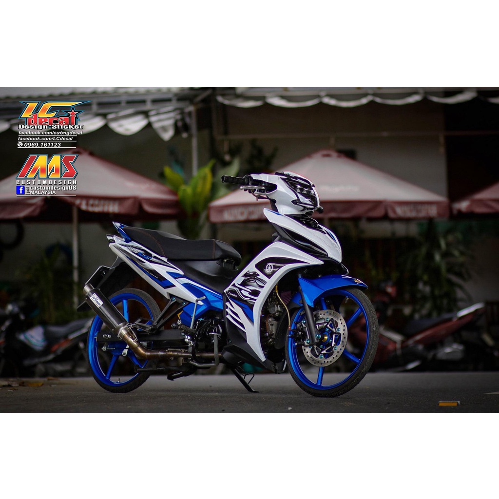 [Siêu Sale] Tem Decal Rời mẫu LC mới nhất 2022 xanh đen cho Exciter 135 trắng - tem siêu nét không bay màu