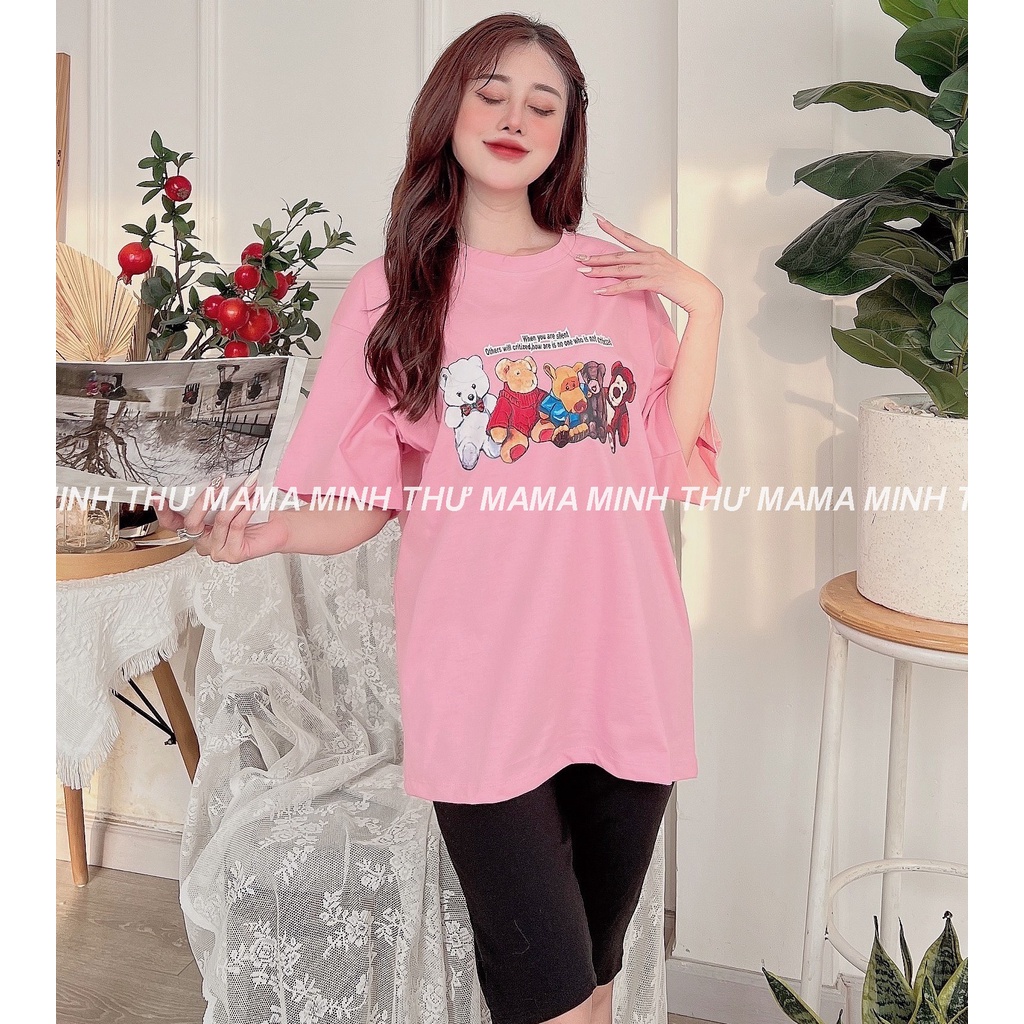 Bộ bầu mặc nhà - chất liệu cotton - kiểu mới thời trang ( bộ lửng ép 5 Gấu Nhỏ )