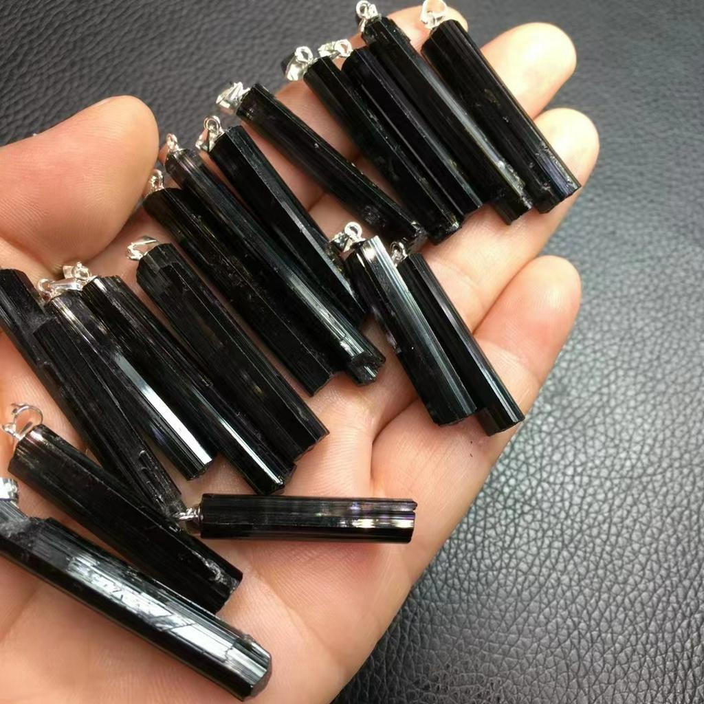 Mặt Dây Chuyền Bằng Bạc s925 Đính Đá Tourmaline Đen Tự Nhiên