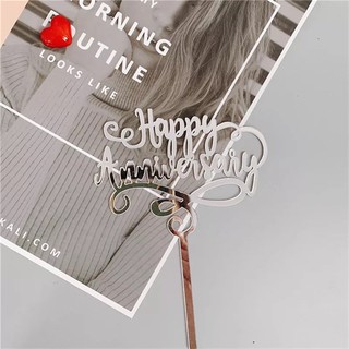 Topper mica Anniversary xoắn bạc