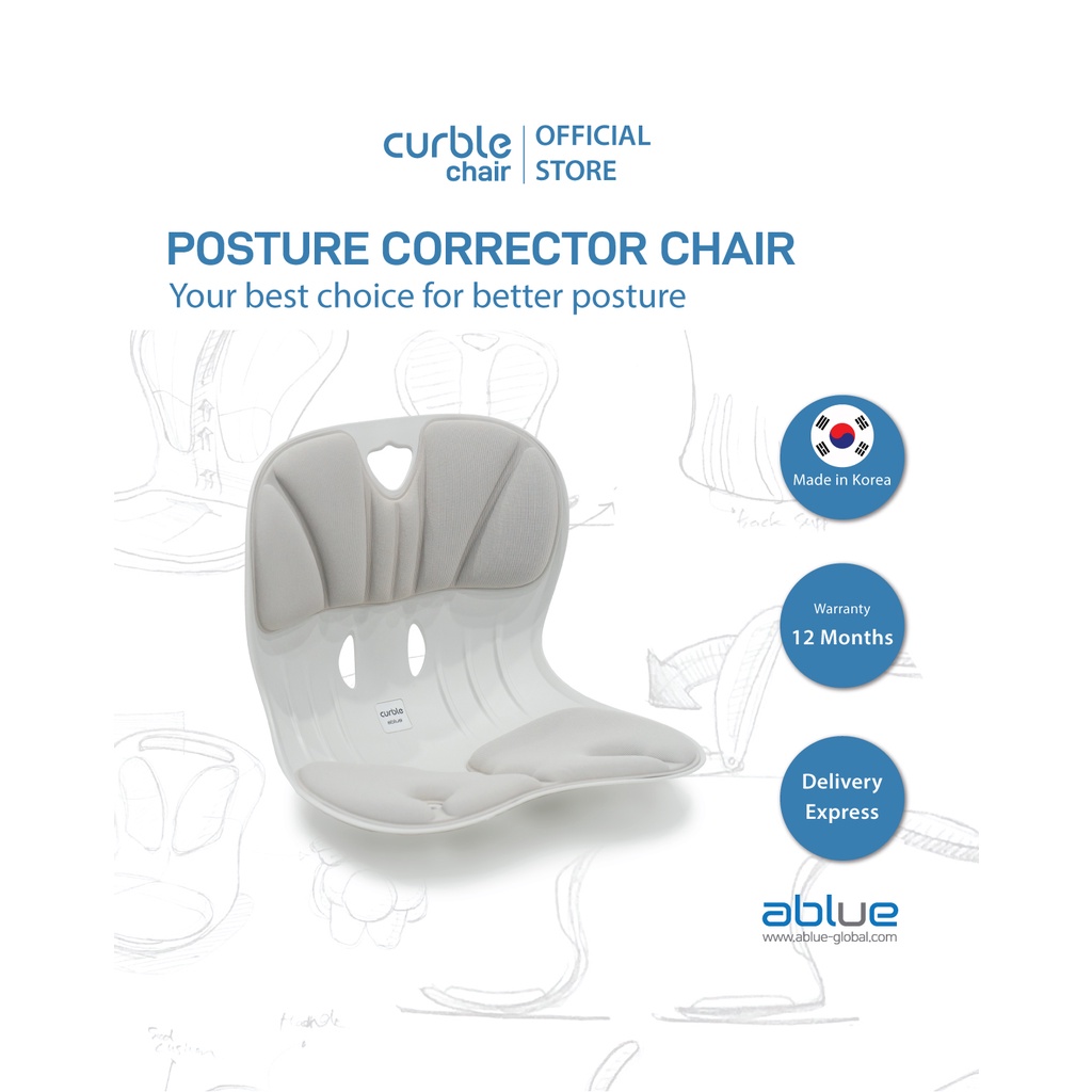 Ghế Curble Chair Wider điều chỉnh tư thế ngồi chuẩn,Hỗ trợ giảm áp lực cho cột sống-Made in Korea-CHÍNH HÃNG ABLUE