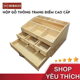 Hộp Đựng Đồ Trang Điểm Mỹ Phẩm Dụng Cụ Trang Điểm Trang Sức Gỗ Thông Tự Nhiên Cho Các Bạn Nữ
