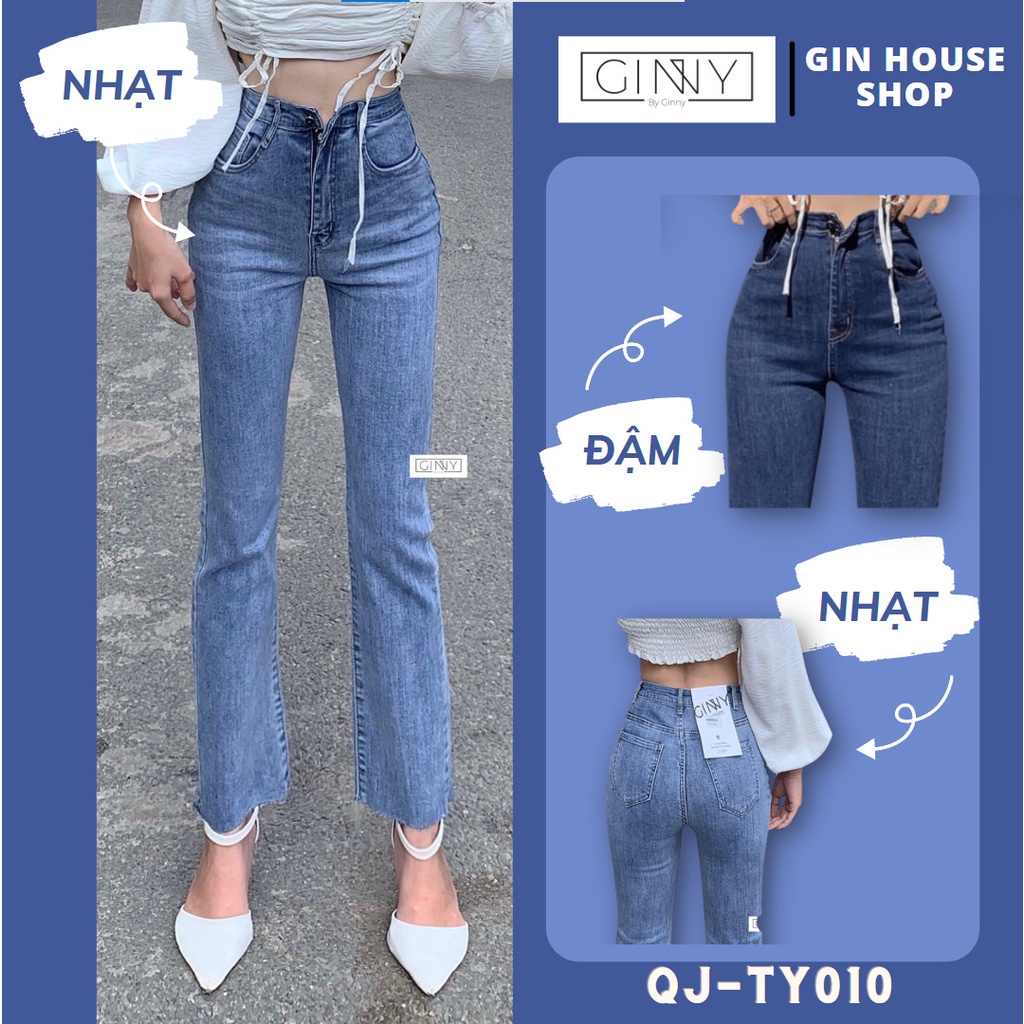 Quần Jeans co giãn ống đứng trơn TY-010 | Hack Dáng | Lưng cao, Cạp Cao | Che Khuyết Điểm | Đơn giản