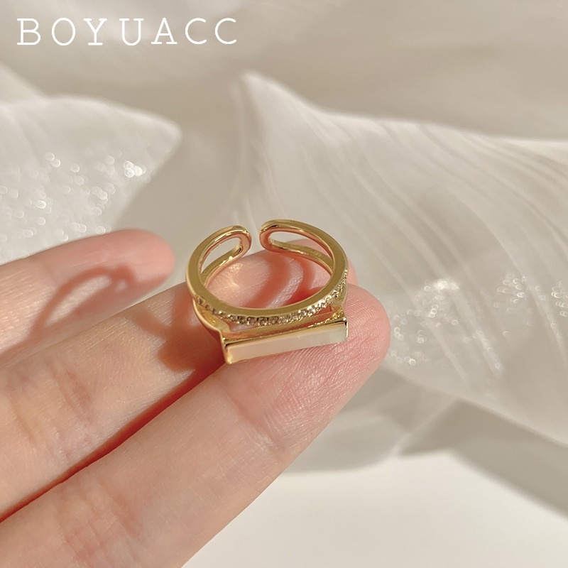 Nhẫn Hở Mạ Vàng Đính Đá Đơn Giản Thời Trang Hàn Quốc