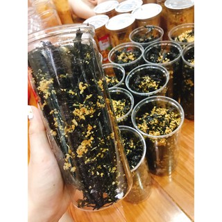 Rong biển cháy tỏi loại ngon lon pet 150g - Happy Food đồ ăn vặt siêu ngon