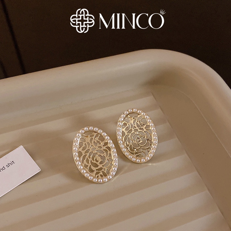 Bông tai nữ Minco Accessories hoa viền châu phụ kiện thời trang phong cách Hàn Quốc BT160