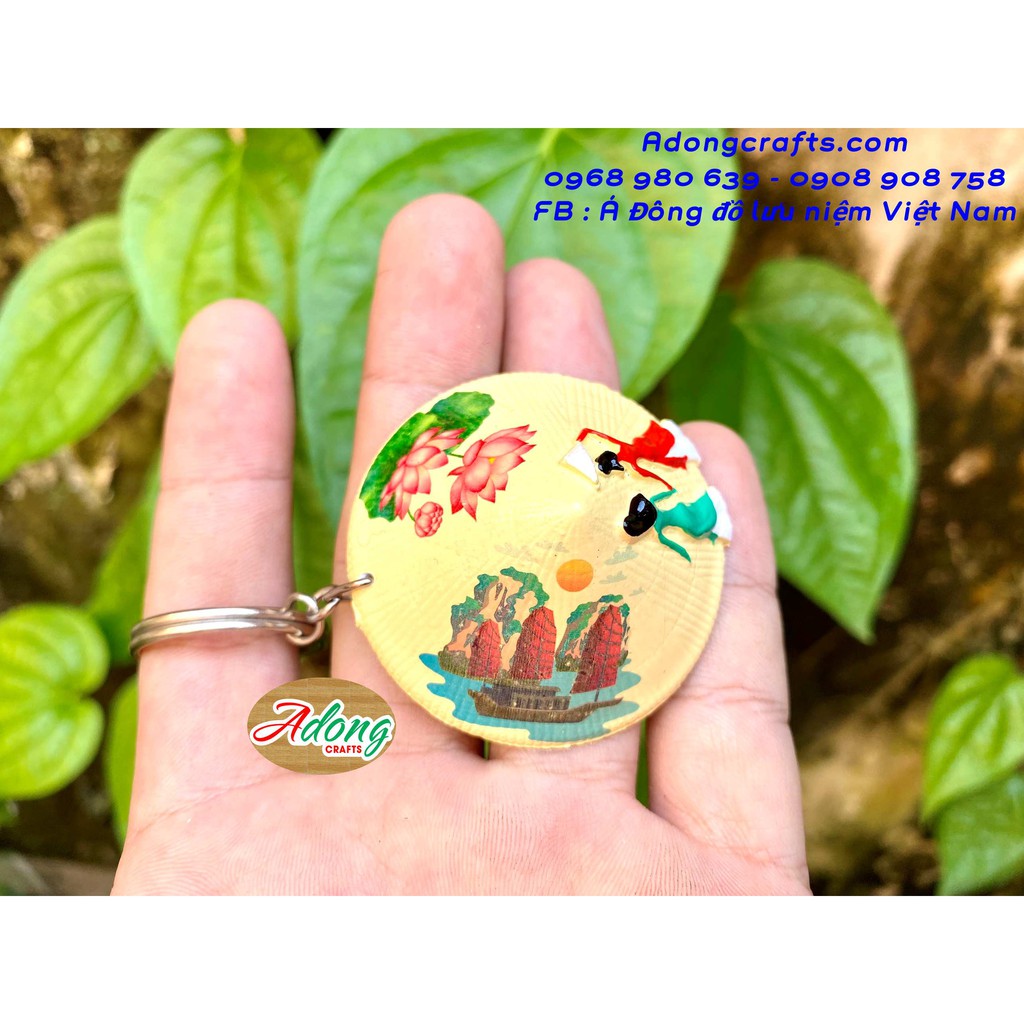 1 Móc khóa chiếc nón lá vàng hình các địa danh VN