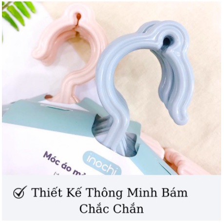 Móc quần áo trẻ em Hokkori nhựa Việt Nhật, Mẹ Bé Pinus, 10 Móc treo quần áo trẻ em sơ sinh KT 28cm