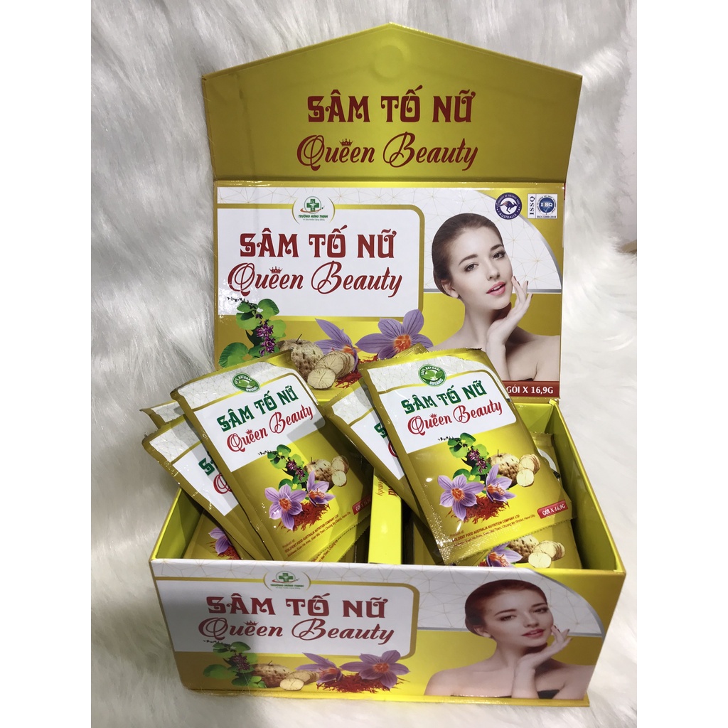 Hộp 30 gói bột pha uống Sâm tố nữ QUEEN BEAUTY - Beauty Queen Bổ sung nội tiết tố nữ , giúp săn chắc vòng 1