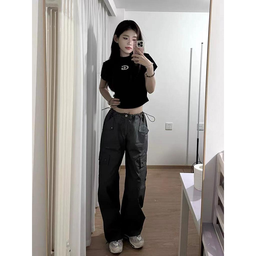 JINSHIHUI  áo croptop Áo Thun nữ baby tee Thiết kế ít eo slim hottie 2023 NEW Phong cách Chic Thời trang Cái mới A29J1PK 36Z230909