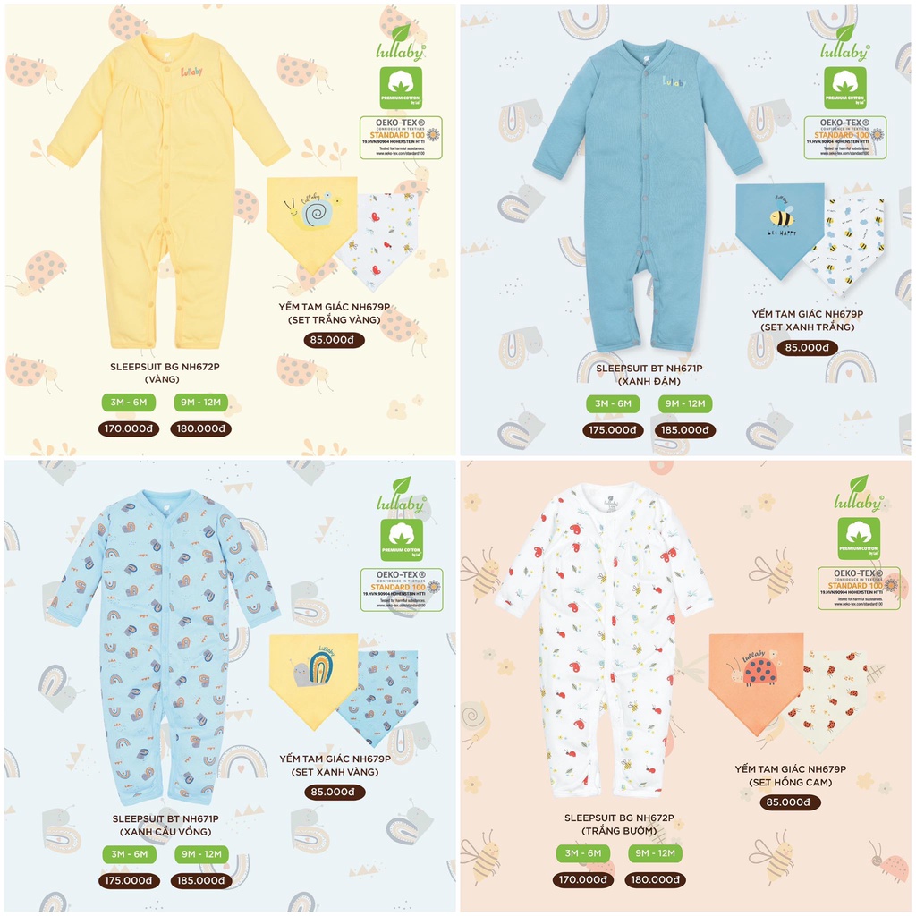 [CHÍNH HÃNG] Body liền quần cotton cao cấp Lullaby (NH15-19)