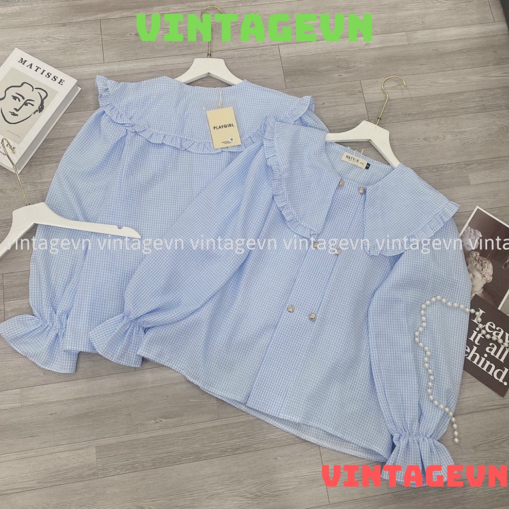 áo babydoll tay bèo 2 màu hàng đẹp HA0005 vintagevn | BigBuy360 - bigbuy360.vn