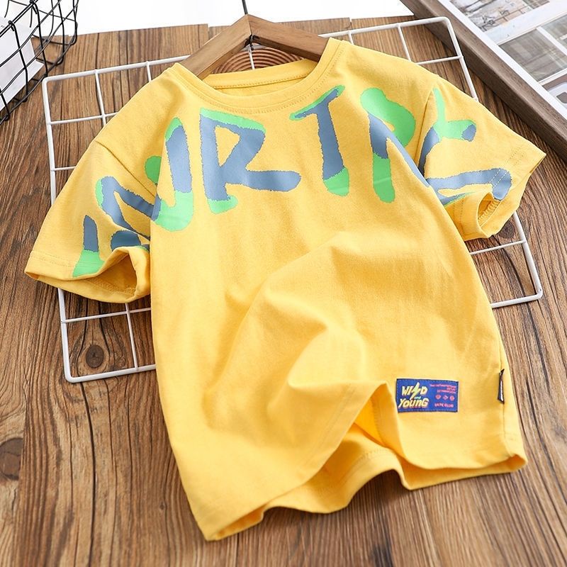 Áo Thun Cotton Tay Ngắn In Chữ Thời Trang Mùa Hè Mới Dành Cho Bé Trai