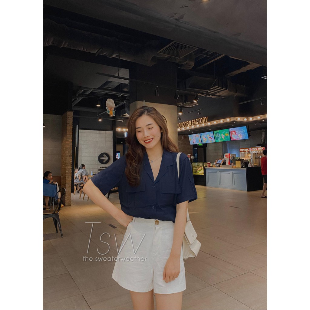 Áo sơ mi cộc tay cổ pijama voan 2 túi (Ảnh thật) | BigBuy360 - bigbuy360.vn
