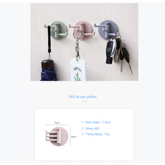 Móc treo đồ dán tường 3 chấu
