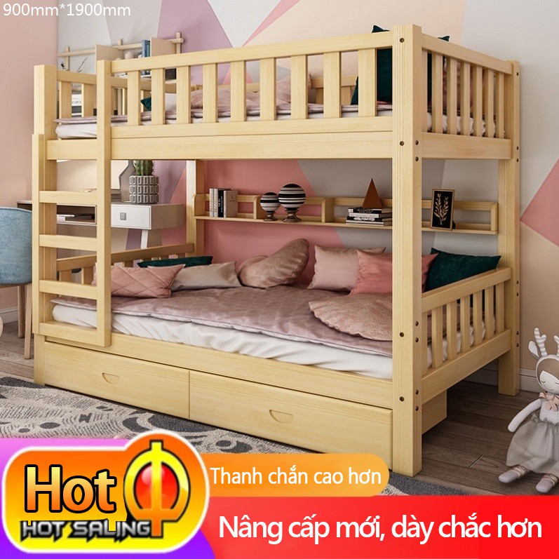 Giường tầng bằng gỗ 190 * 90 * 160cm (có ngăn kéo)