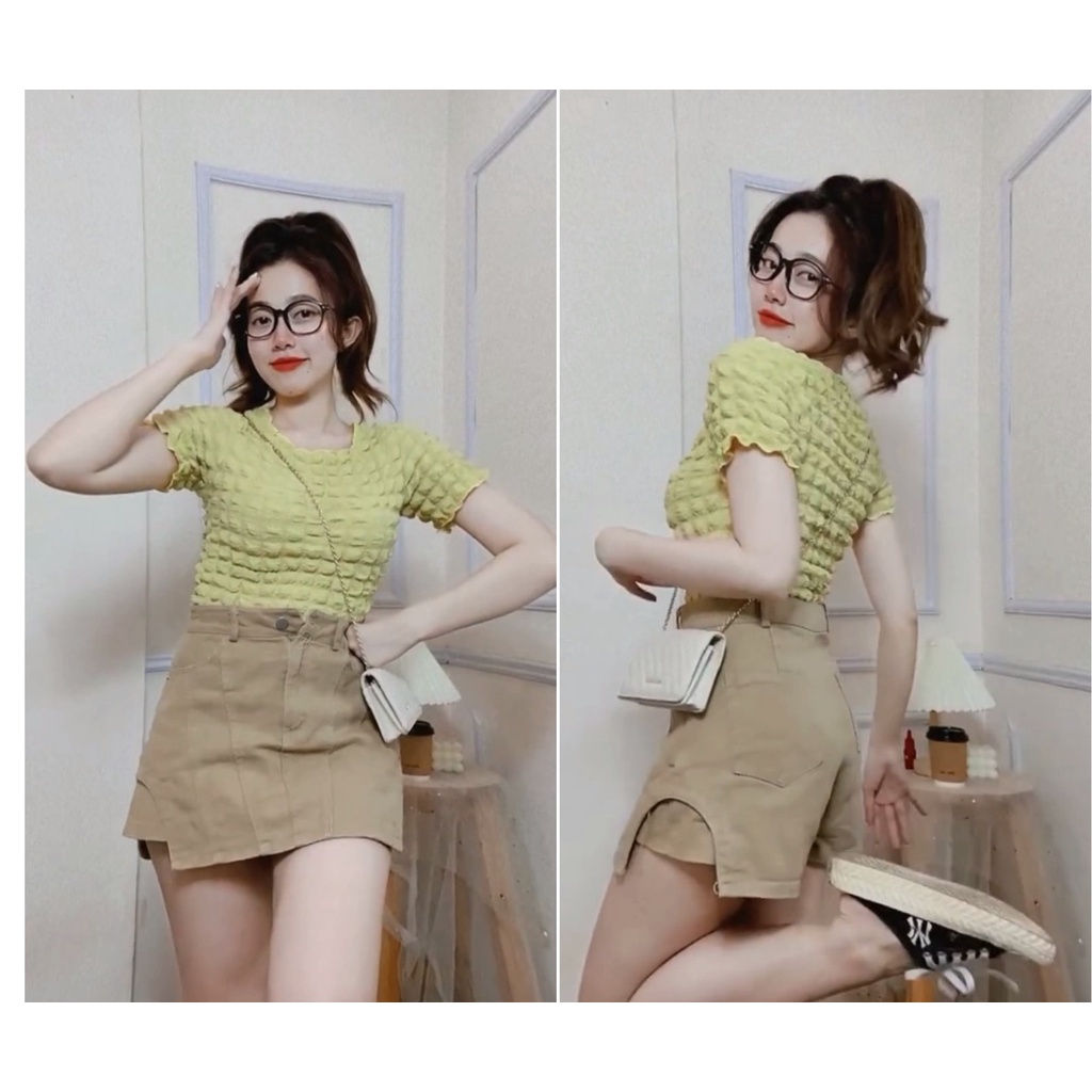 Quần Váy Ngắn Kaki , Áo Xốp Thun - BT Fashion