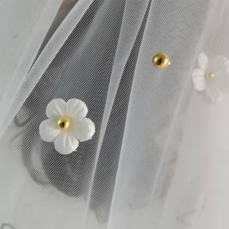 Mạng Che Mặt Cho Cô Dâu Với Lược Kim Loại Cắt 2 Tầng