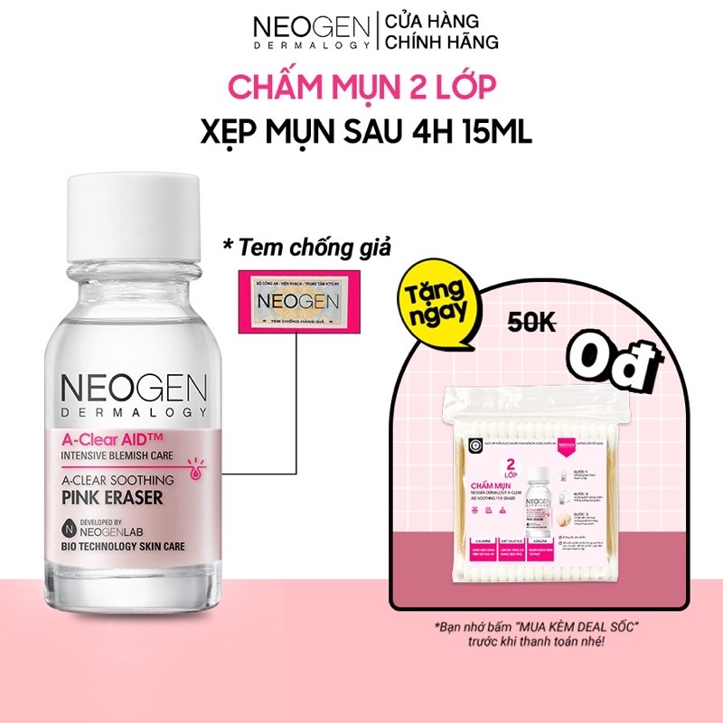 Chấm Mụn Neogen A-clear Soothing Pink Eraser Xẹp Mụn Giảm Xưng Đỏ Không Gây Kích Ứng 15ml