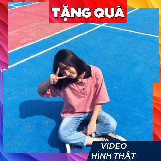 Áo thun Polo tay lỡ có cổ phông form rộng freesize nữ unisex trơn basic