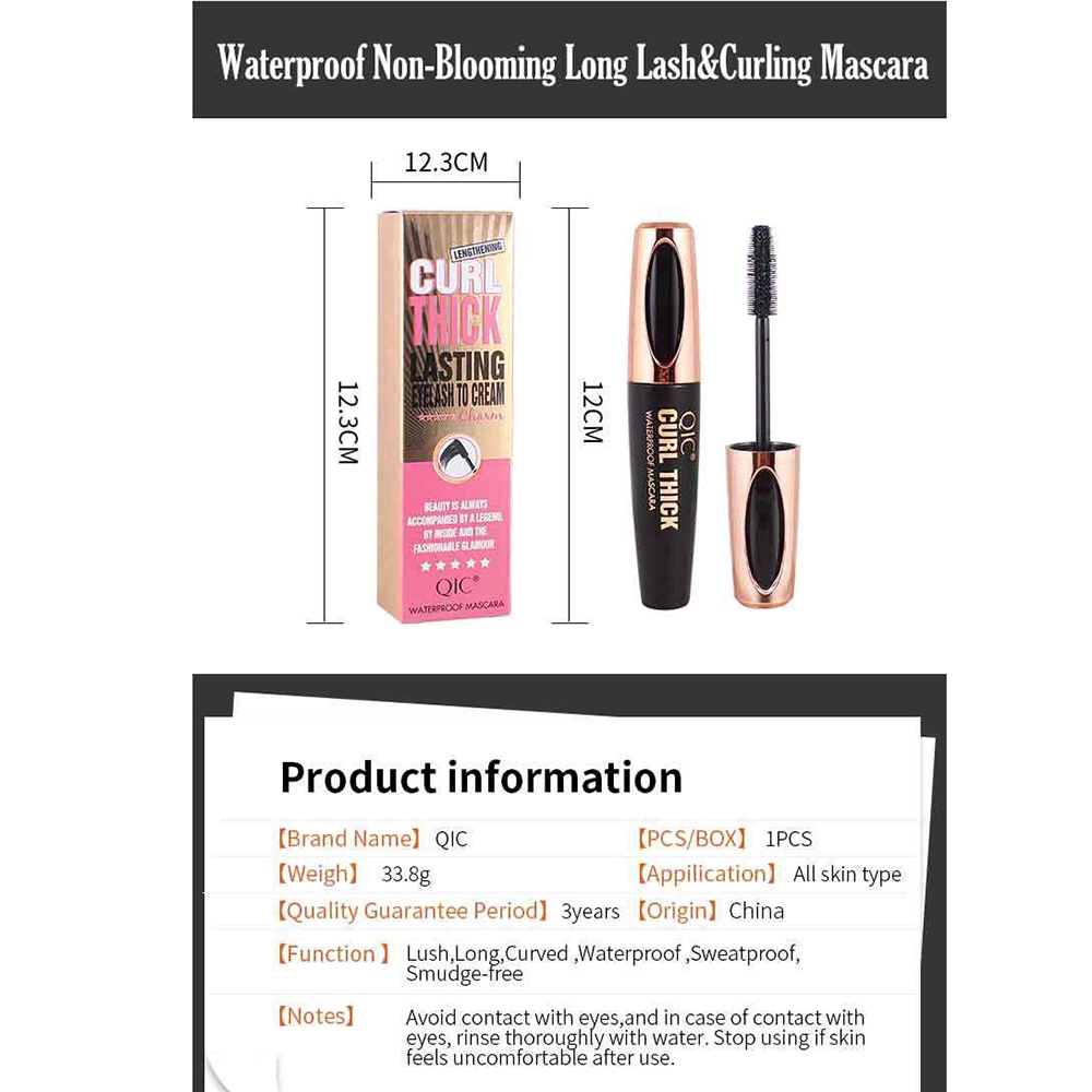 Mascara làm cong và dài mi chống thấm nước lâu trôi thương hiệu QIC