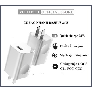Cốc sạc nhanh baseus 24w qualcomm qc 3.0 - chính hãng
