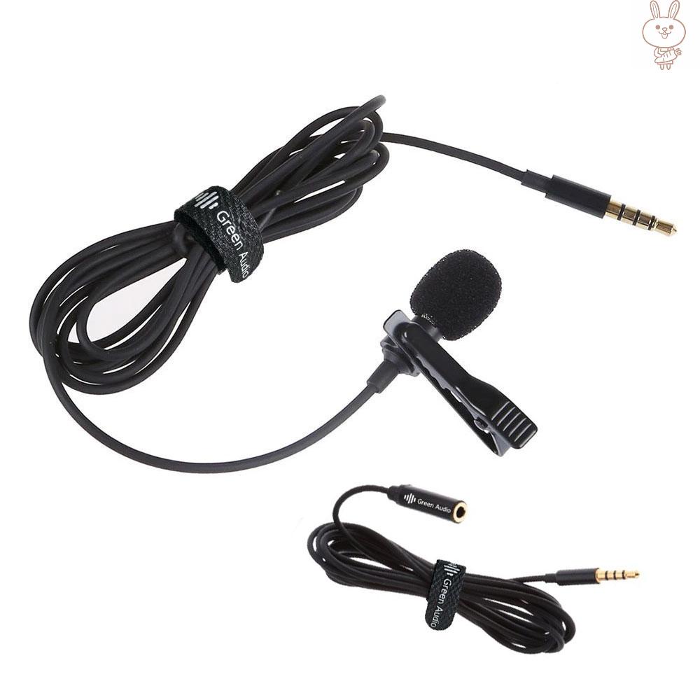 OL Mini Clip-on Lavalier Microphone Lapel Condenser Mic 3.5mm Plug with 2M Extension Cable Compatible with  iPad Android Smartphone DSLR Camera PC Laptop