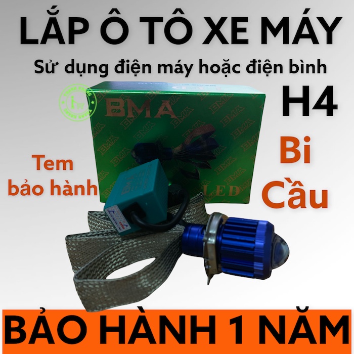 đèn led bi cầu h4 BMA-DPL-V1,đèn led cos vàng pha trắng chính hãng siêu sáng bảo hành 1 năm gắn pha xe máy Thanh Khang