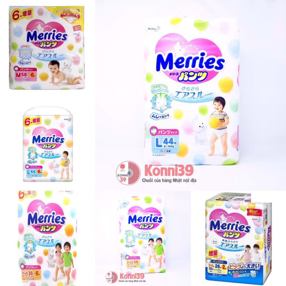 TÃ QUẦN MERRIES NỘI ĐỊA NHẬT SIZE M (6-11KG, GÓI 58 MIẾNG - BỈM QUẦN CHO BÉ MERRIES NỘI ĐỊA NHẬT THẤM HÚT TỐT