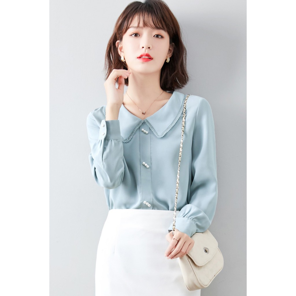 áo sơ mi nữ xanh ngọc siêu xinh 2021