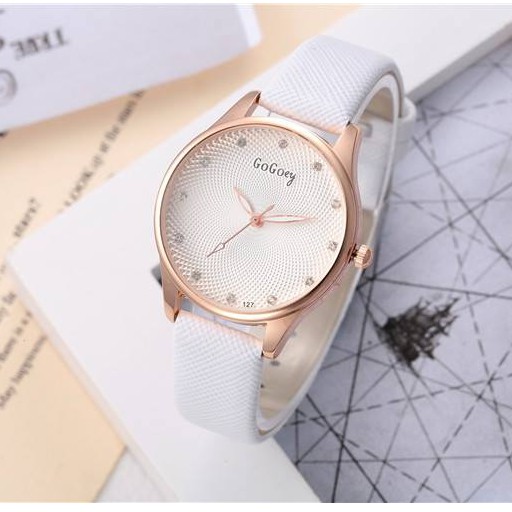 Đồng hồ thời trang nữ Gogey dây da êm tay, mặt tròn nhỏ xinh xắn, chống trày xước tốt | BigBuy360 - bigbuy360.vn
