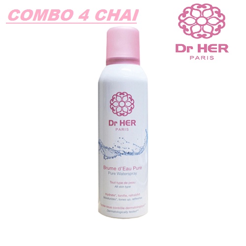 Combo 4 chai xịt khoáng cấp ẩm da Dr Her Paris 150ml ( 4x150ml)