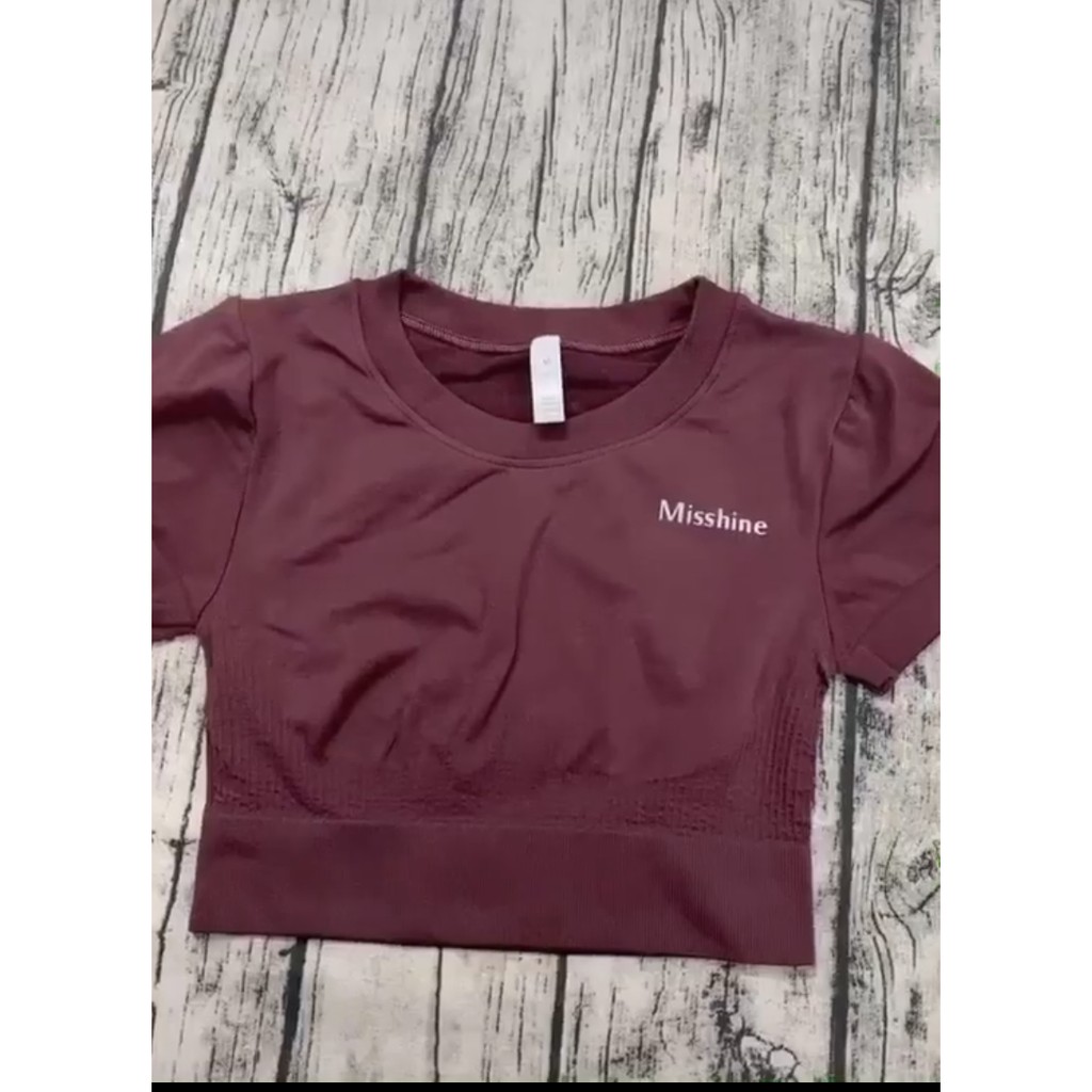 Áo Croptop Ôm Tay Ngắn In Chữ, Áo Tập Gym Yoga Đơn Giản Tôn Dáng [Ảnh Chụp Thật] - OA008