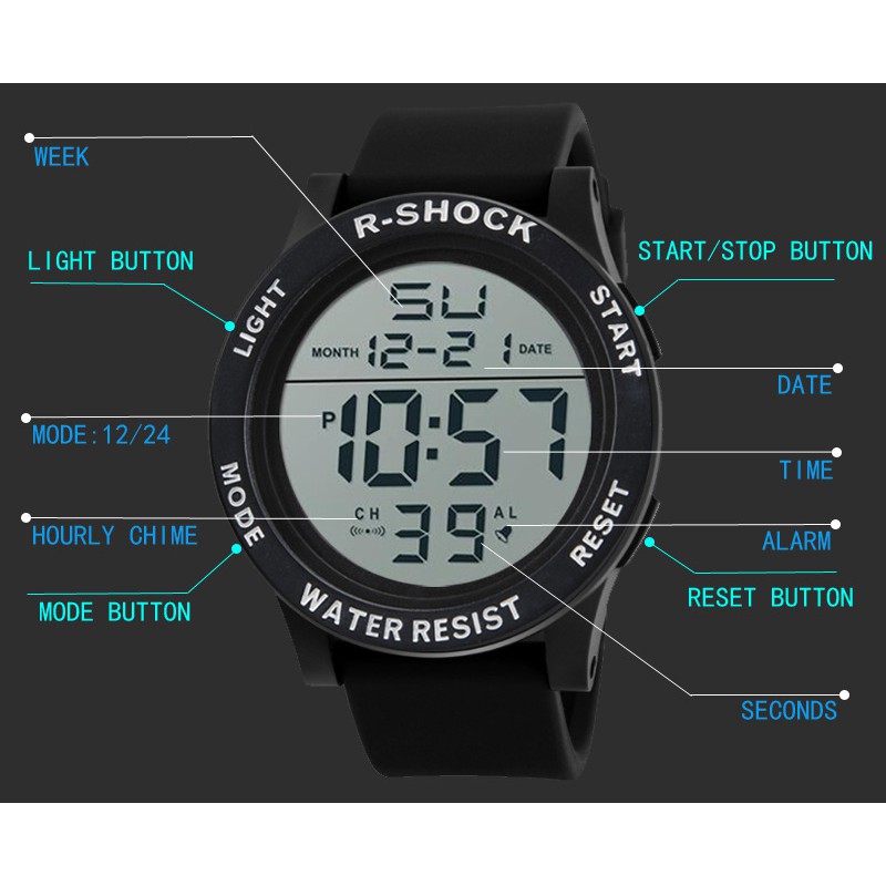 ĐỒNG HỒ NAM NỮ THỂ THAO R-SHOCK 288 ĐIỆN TỬ DÂY CAO SU CỰC HOT | BigBuy360 - bigbuy360.vn