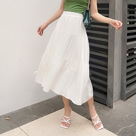 Chân váy Xèo dài ba tầng Qua Gối Madela kiểu điệu Có lót xịn xò, Váy đầm dài qua gối kiểu dáng vintage CVD3T | BigBuy360 - bigbuy360.vn