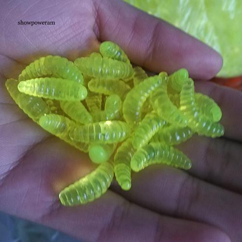 200 mồi câu cá giả hình con giòi nhiều màu sắc