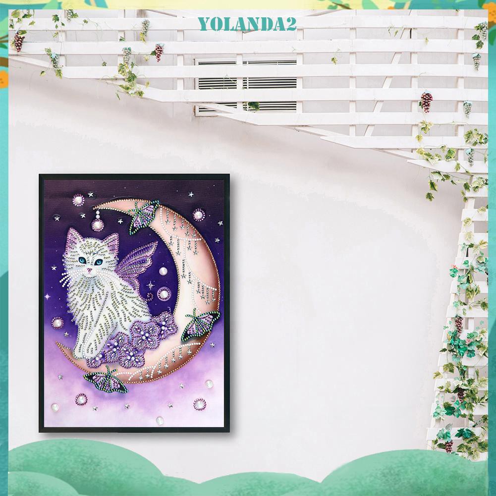 Bộ Tranh Đính Đá 5d Tự Làm Hình Chú Mèo Đáng Yêu