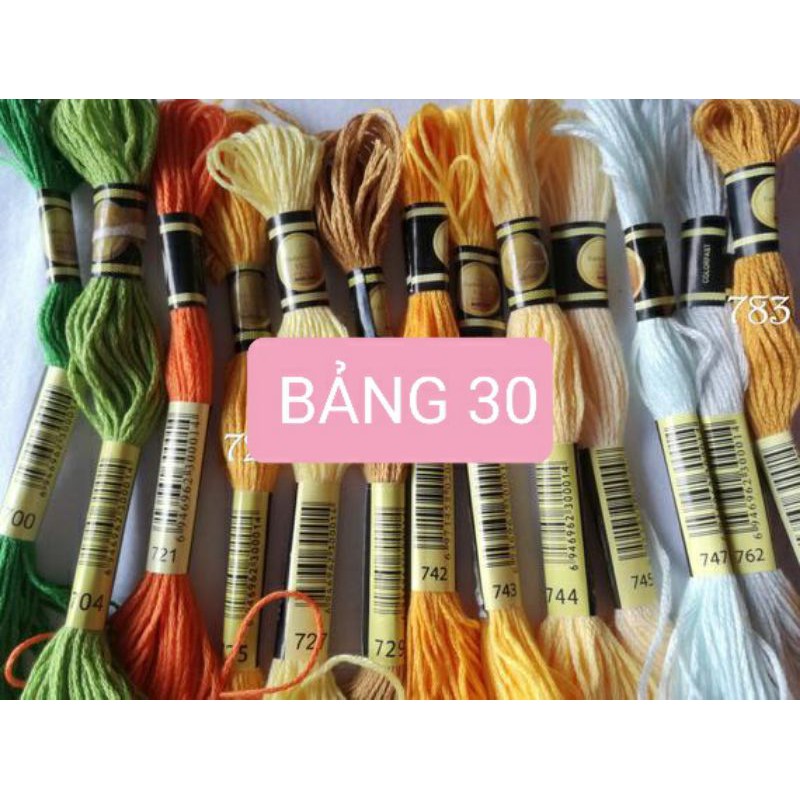 [ BẢNG 30 ] CHỈ COTTON THÊU TRANH CHỮ THẬP CXC /GIÁ TÉP DÀI 8M