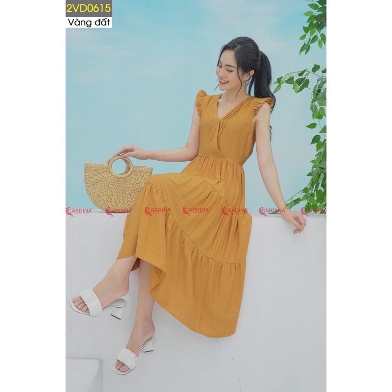 Váy Đũi  Sát Nách Vai Bèo 𝐂𝐀𝐑𝐃𝐈𝐍𝐀 KIểu Dáng Nhẹ Nhàng Nữ Tính 2VD06