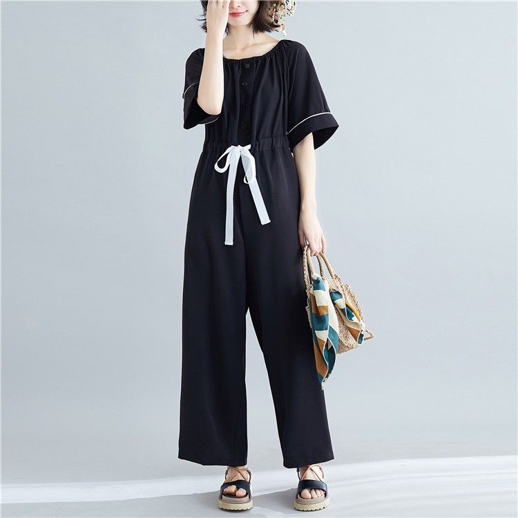 [ORDER] Bộ jumpsuit nữ bigsize bẹt vai dáng dài (size L đến 2XL fit 90kg) - Có ảnh thật