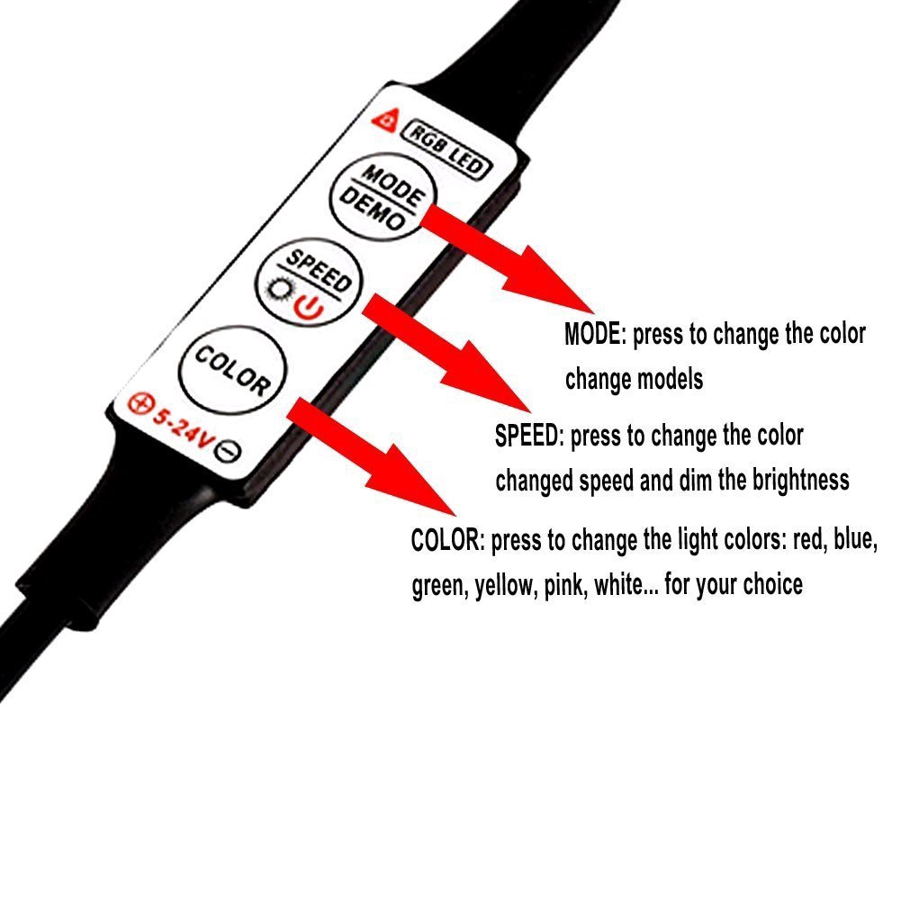 Dây đèn LED 5V 5050 60SMD/M RGB tích hợp 3 nút bấm