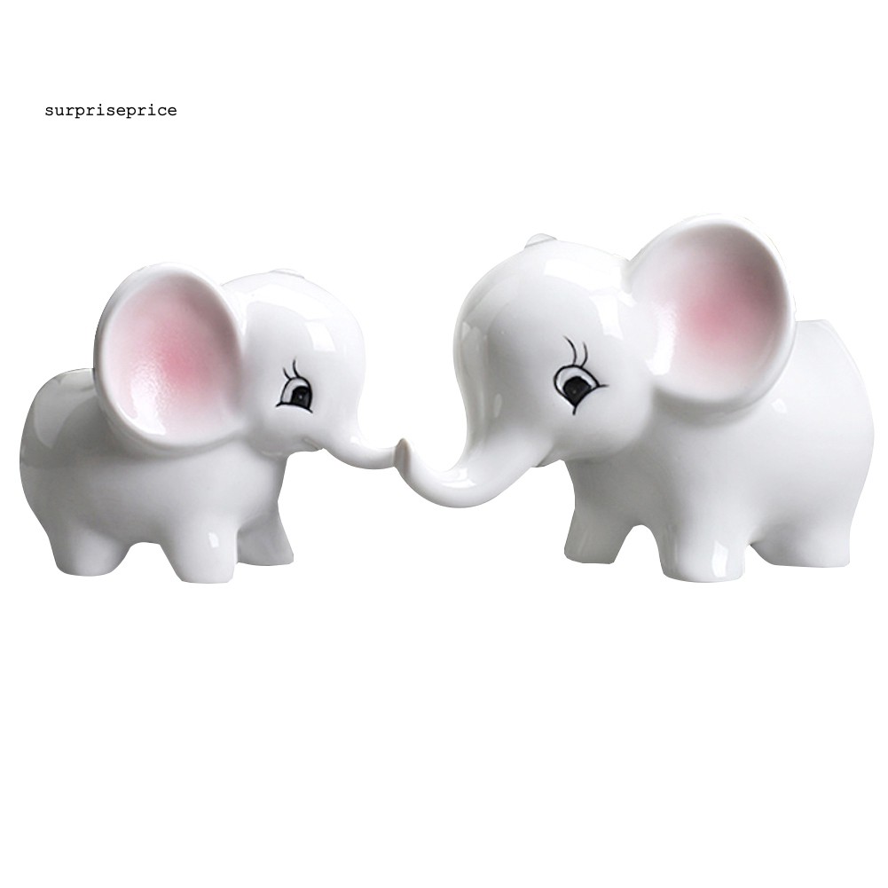 Set 2 chậu trồng cây cảnh bằng sứ hình chú voi đáng yêu phù hợp cho trang trí