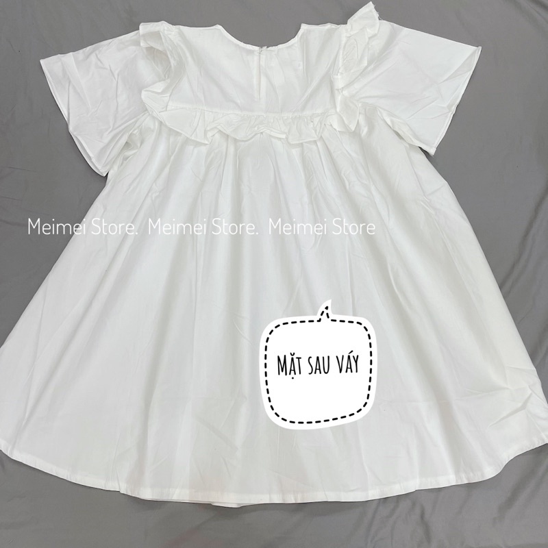 Váy babydoll dáng xoè - Đầm trắng babydoll ngắn cộc tay