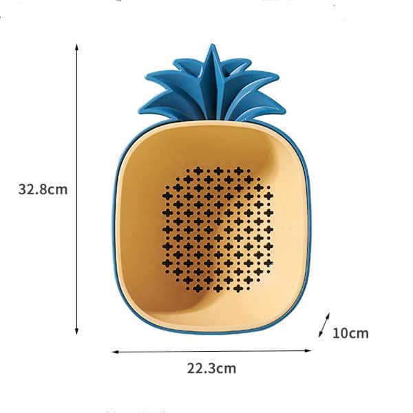 Bộ Rổ Kèm Thau Đựng Rau Trái Cây Hình Trái Dứa Độc Đáo Đáng Yêu (32.8 x 22.3 x10cm - Bộ Gồm 1 Rổ 1 Thau Theo Màu)