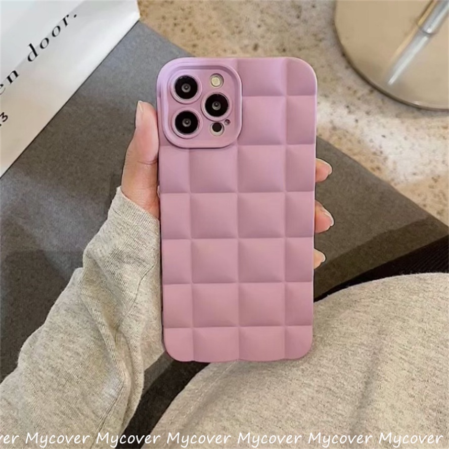 Ốp Điện Thoại Silicone Mềm Chống Sốc Họa Tiết Lưới Màu Trơn Cho iPhone 11 12 13 Pro Max X Xr Xs 8 7 6 Plus SE 2020