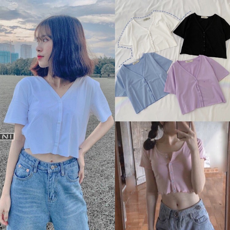 áo croptop cổ tim body, áo thun nữ đẹp 0093